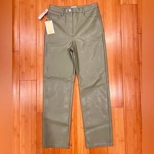 Aritzia Melina Straight Leather Pant Sage Green